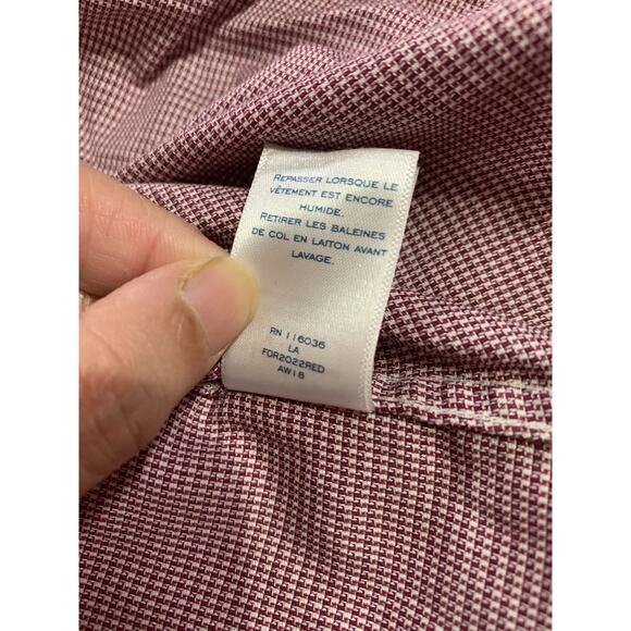 Charles Tyrwhitt Shirt Men's Large Slim Fit Maroon Button Up Collared Classic - Picture 12 of 14